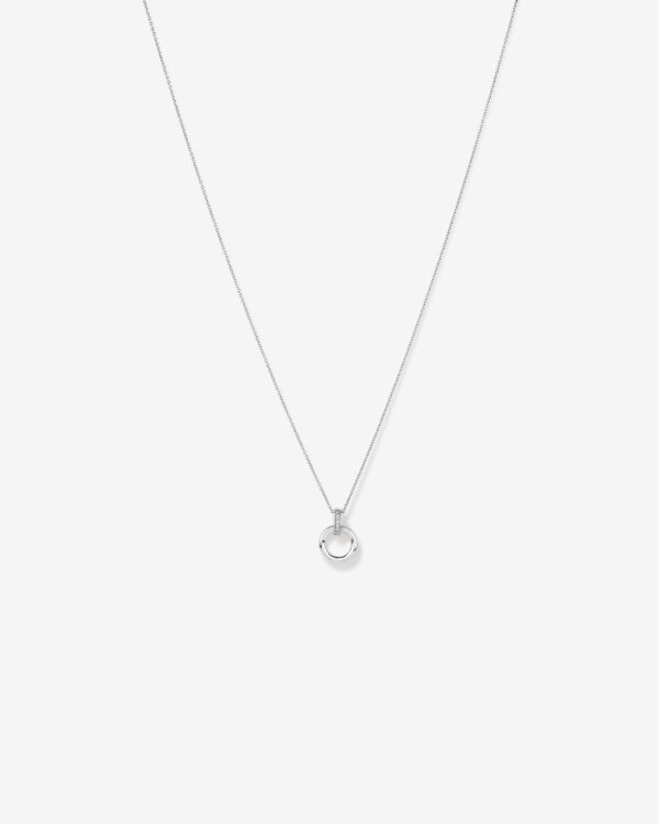 Circle Pendant and Chain with Cubic Zirconia in Sterling Silver